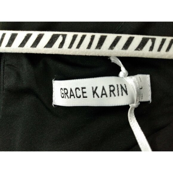 GRACE KARIN Womens Sz L Black Sleeveless Wrap V Neck A-line Cocktail Party Dress - Picture 4 of 4